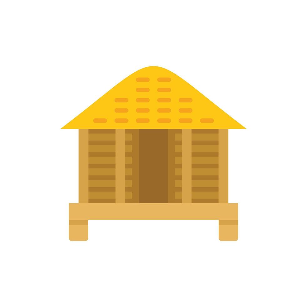 Small tropical hut with thatched roof standing on stilts vector