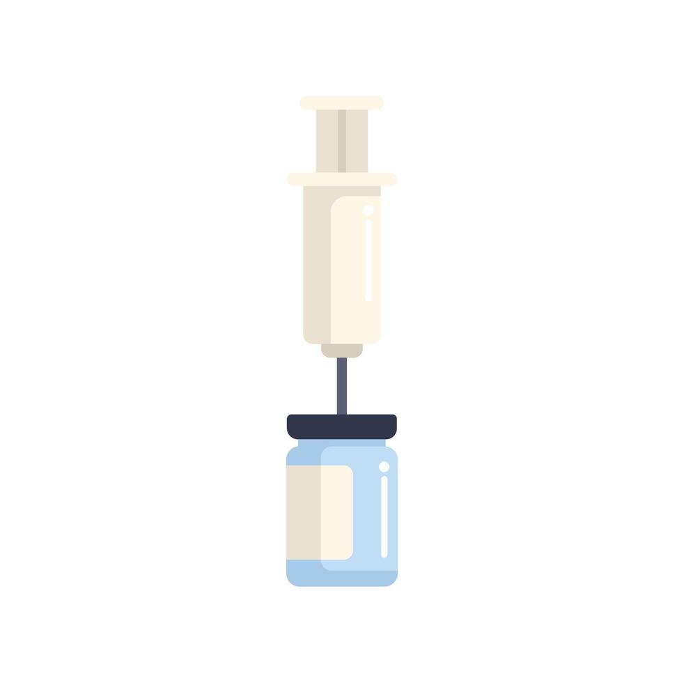 Medical syringe taking medicine from vial with label vector