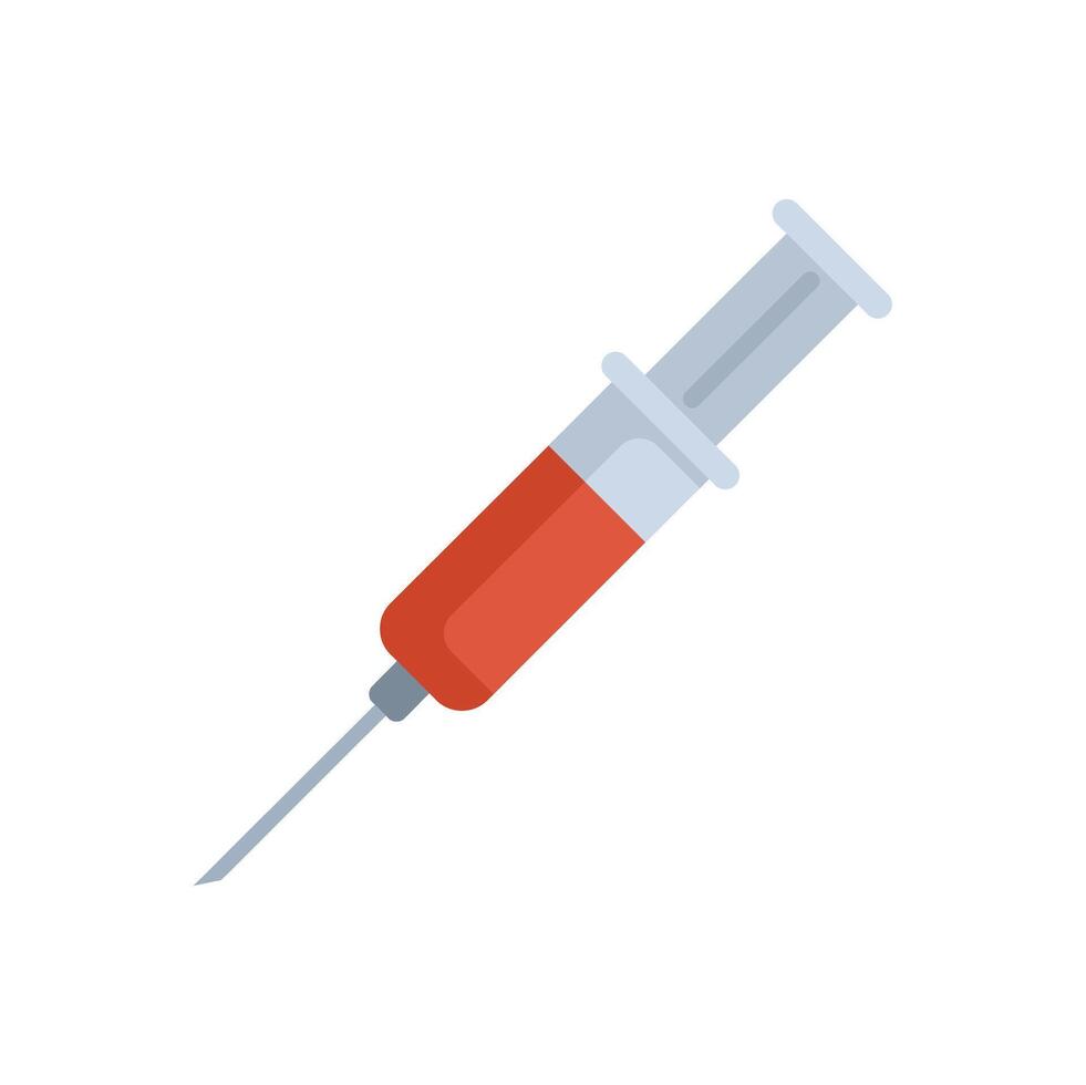 Medical syringe with red liquid for injection vector