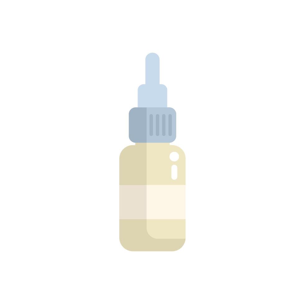 Small medical glass bottle with dropper with blank label for branding mockup vector