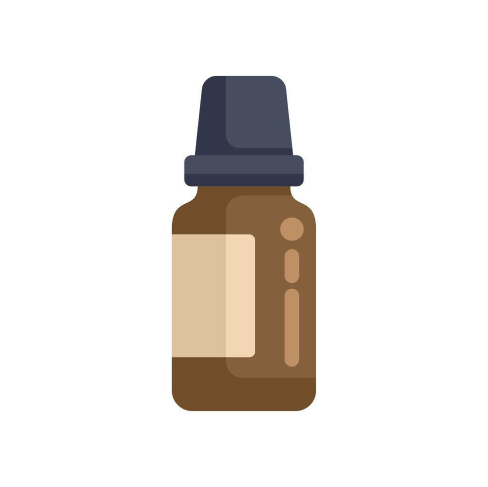 Brown medicine bottle with blank label, closed with black lid vector