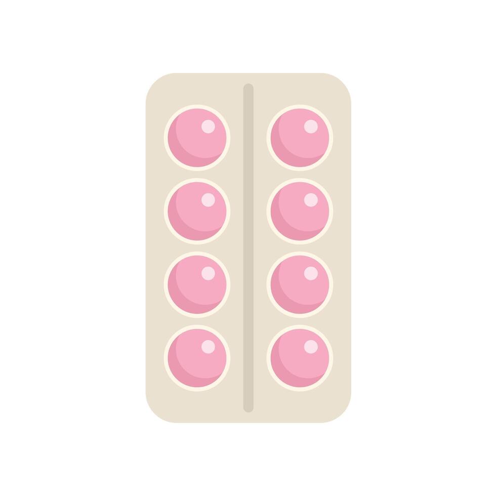 Blister pack containing round pink medicine pills vector