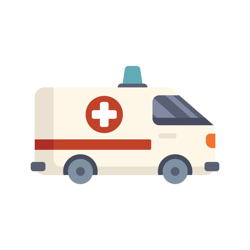 White ambulance car with red cross sign is transporting patient to hospital in emergency situation vector