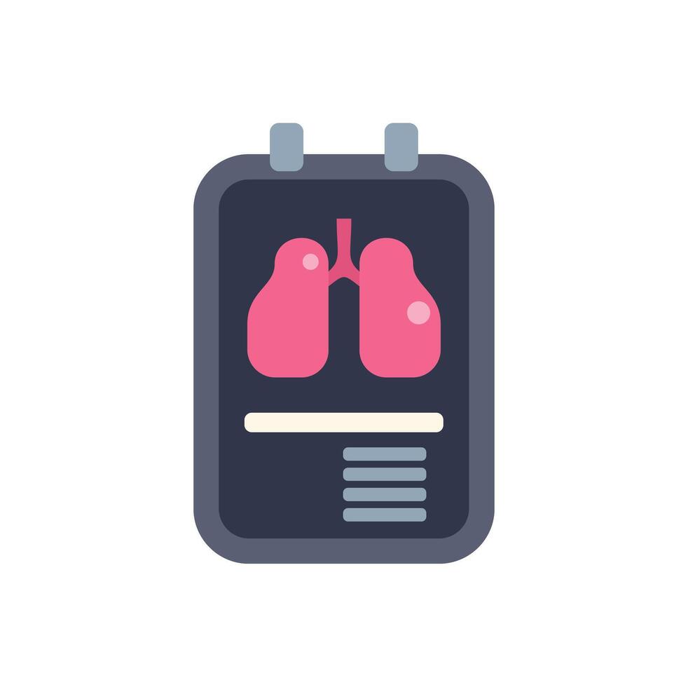 Digital medical tablet showing lungs x ray scan results vector