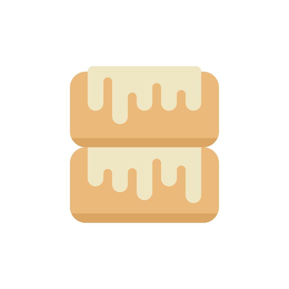 Two tier sponge cake with drizzling icing minimalist illustration vector