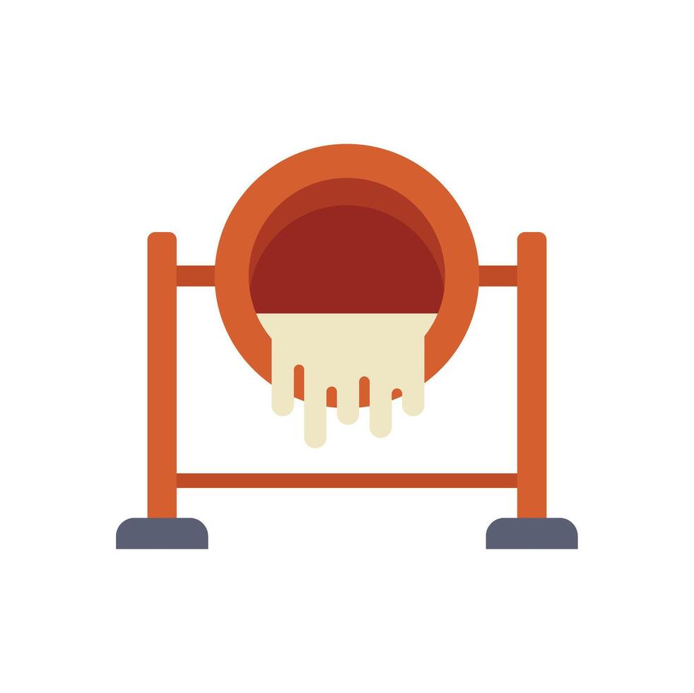 Concrete mixer pouring cement for construction works vector