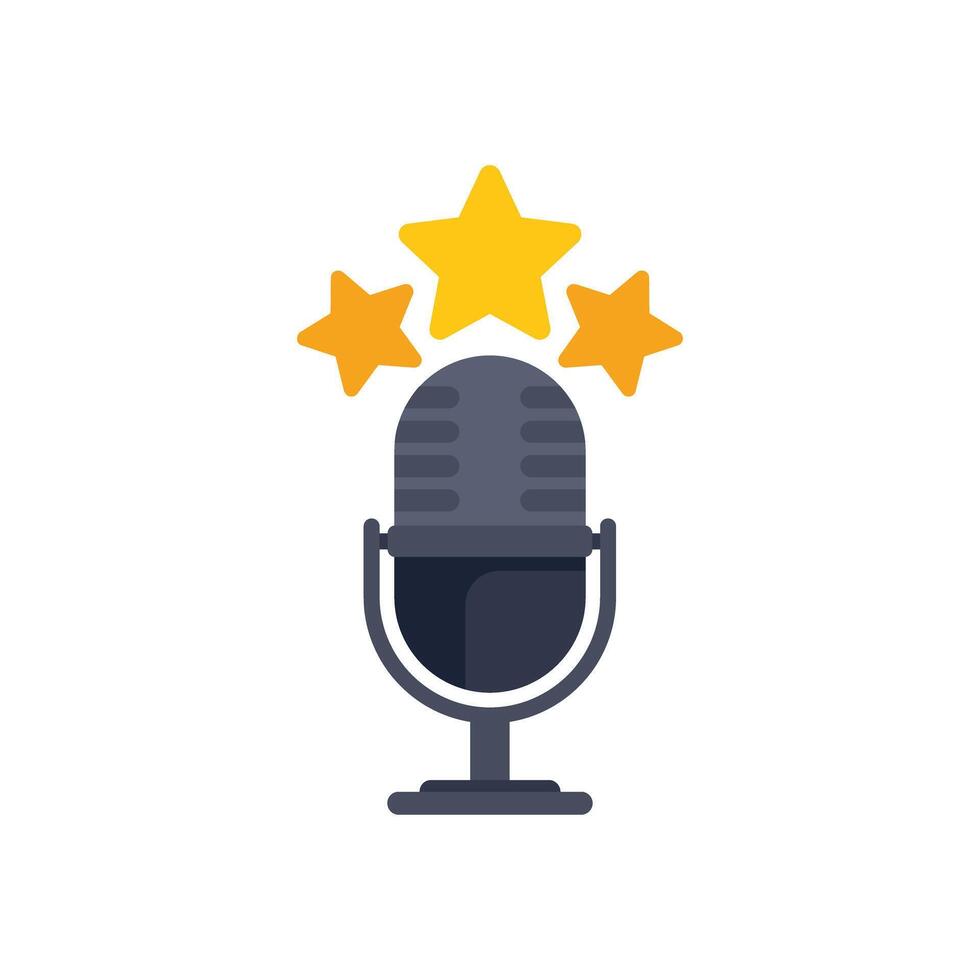 Studio microphone receiving five stars feedback illustration vector