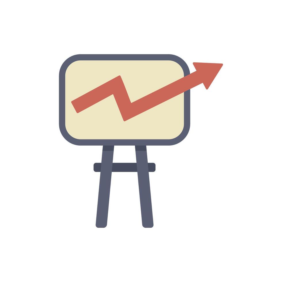 Presentation board showing growing up arrow chart vector