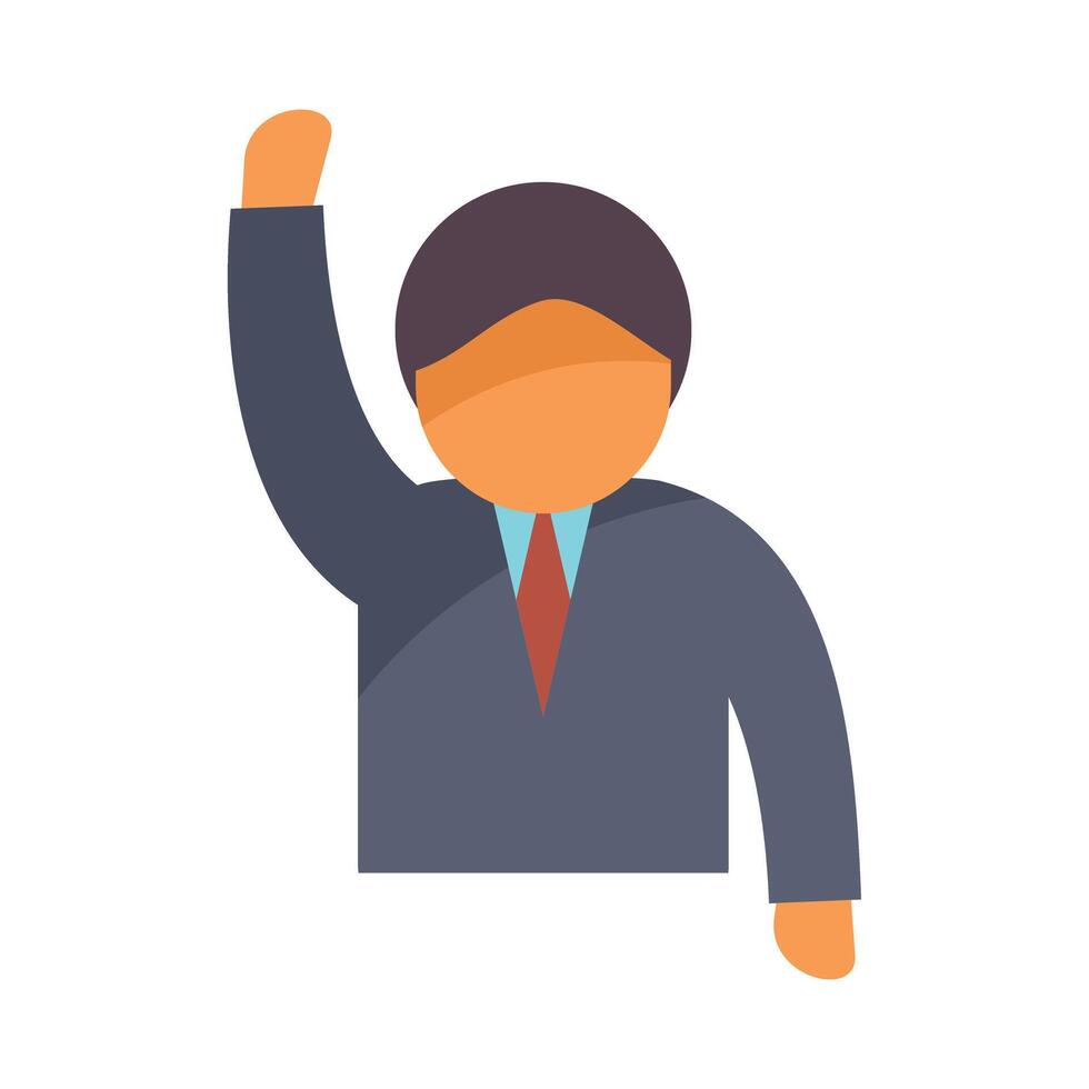 Businessman raising his hand for a question vector