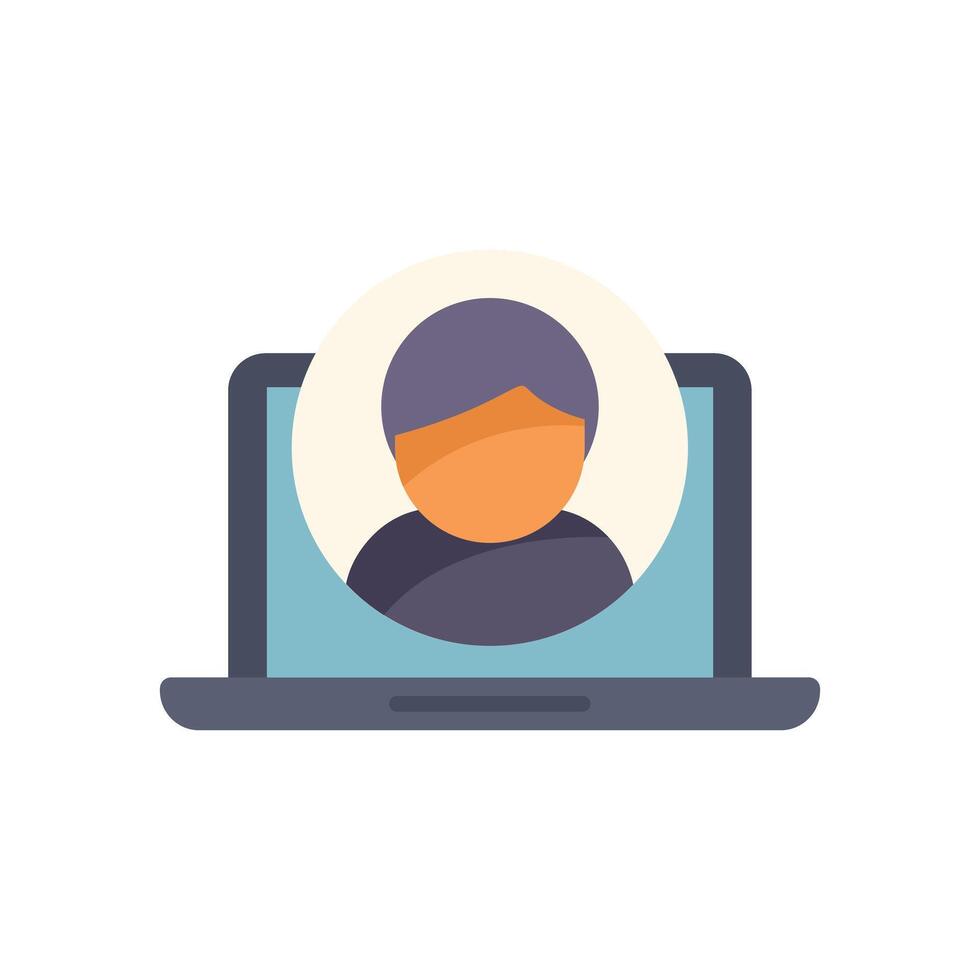 Online user profile on a laptop screen displaying account information vector