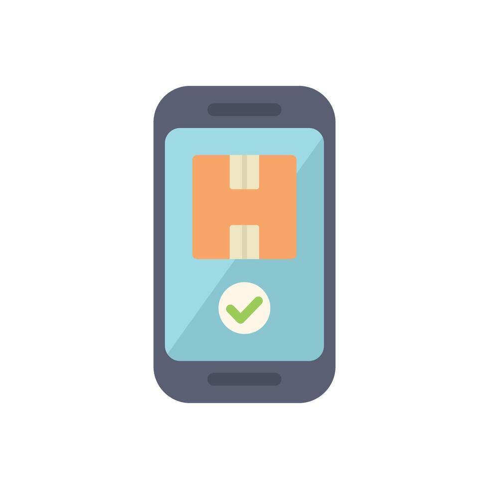 Smartphone showing successful parcel delivery confirmation vector