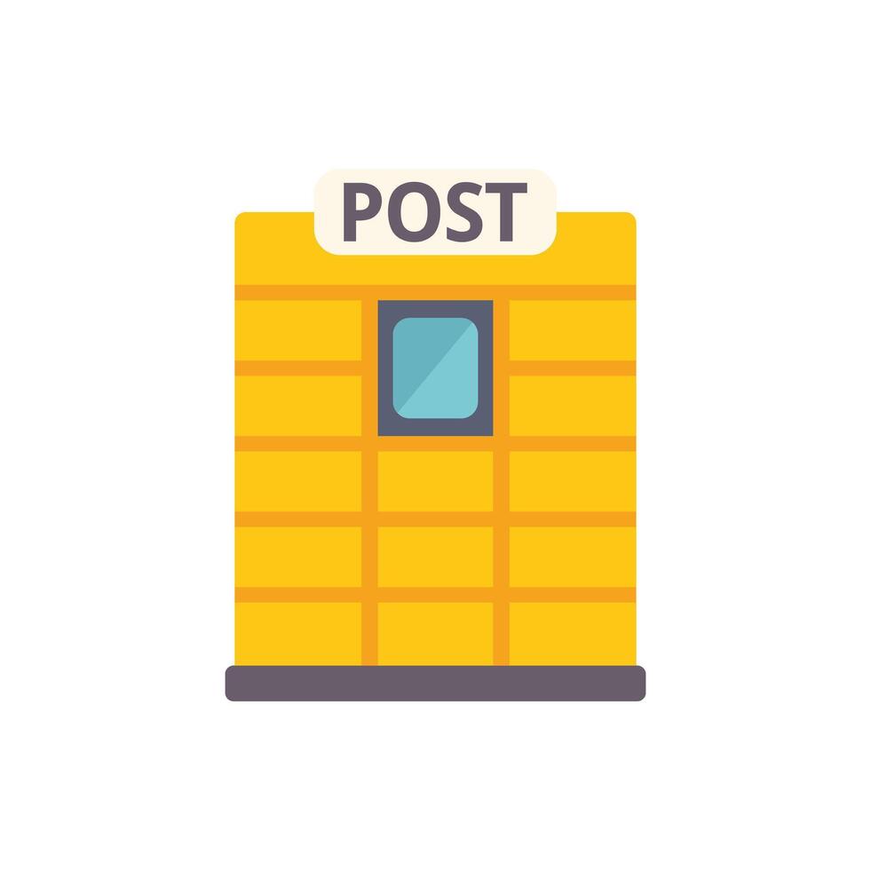 Yellow post office boxes with small window providing secure mail delivery service vector