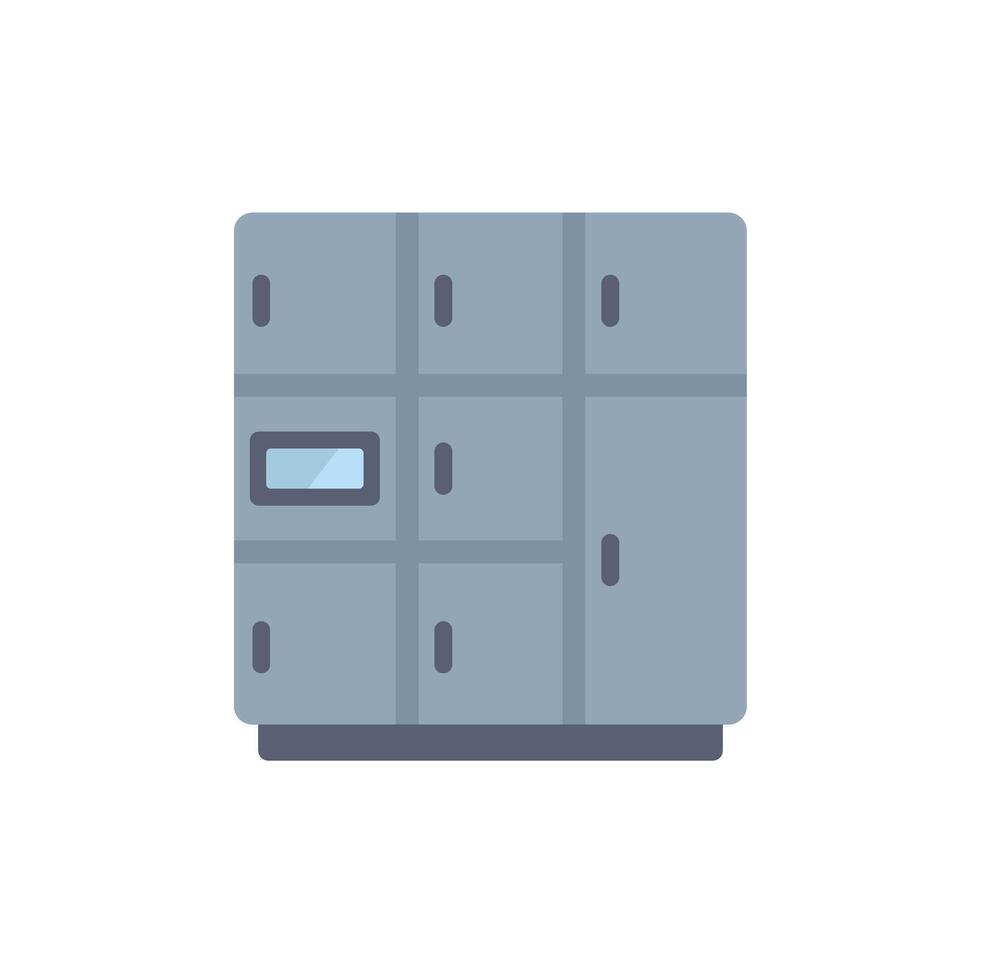 Modern metal lockers showing empty compartments with electronic lock system vector