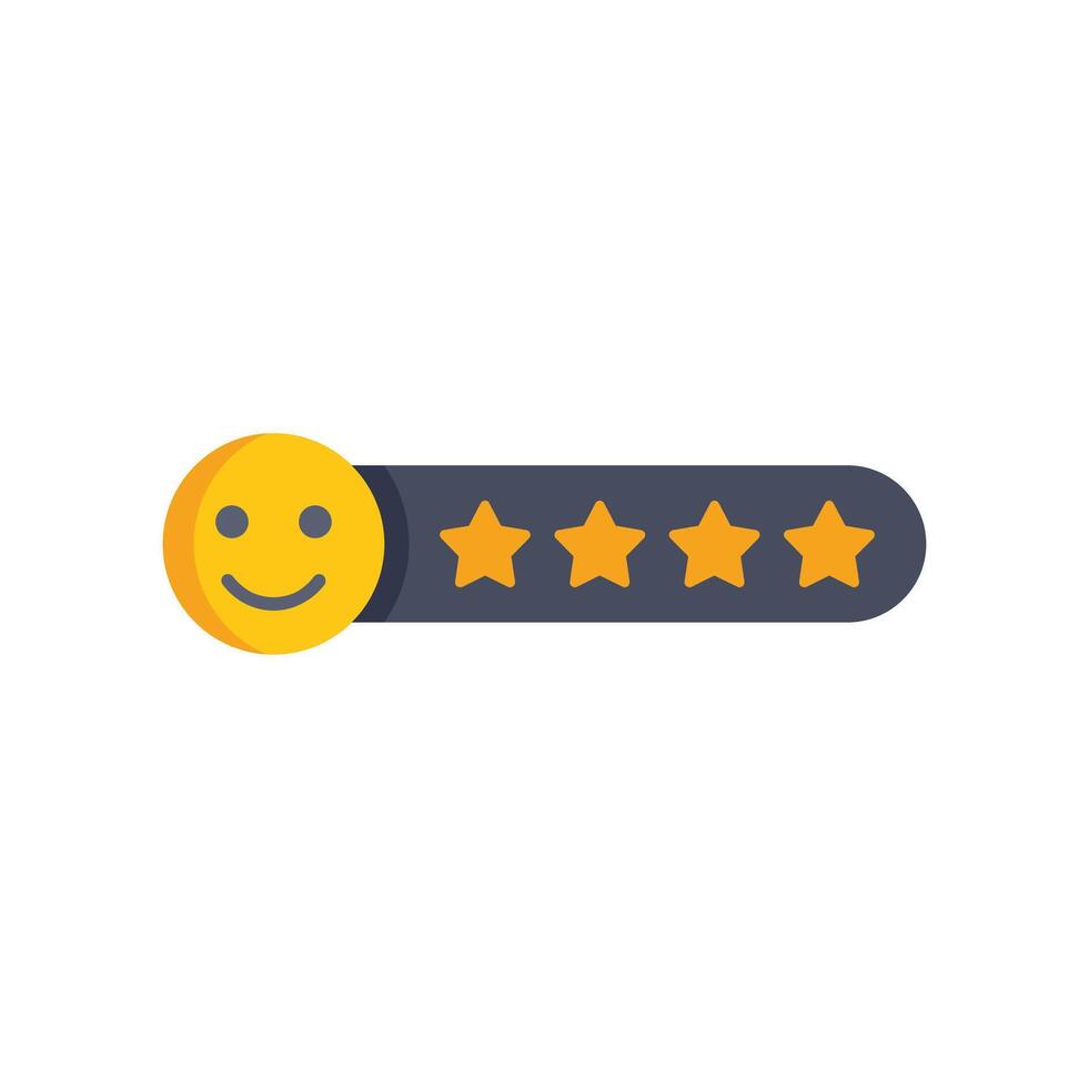 Customer showing five star rating with happy emoji icon vector