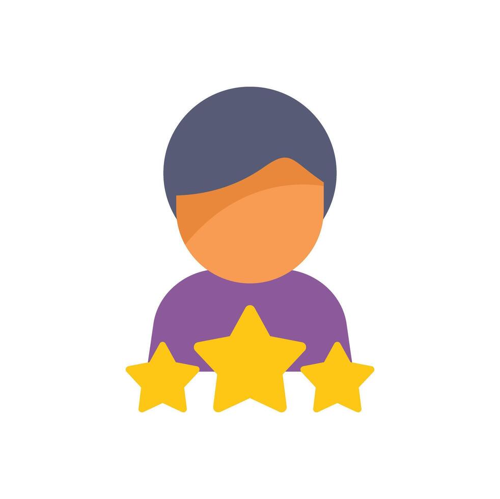 Customer giving three star feedback rating with icons vector