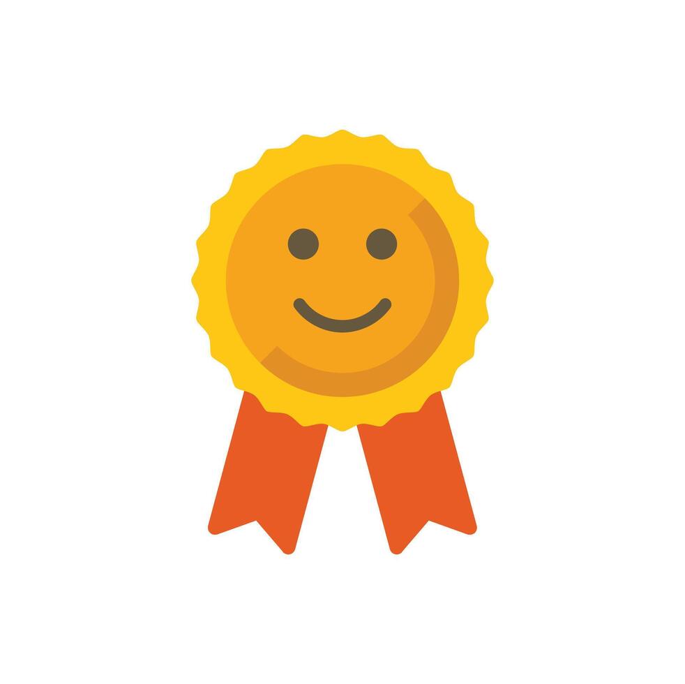 Golden award badge with smiling face for customer satisfaction vector
