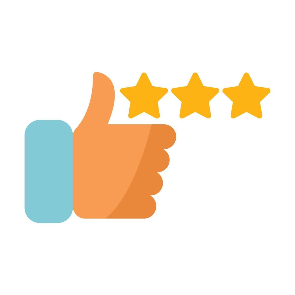Hand showing thumbs up giving five stars feedback vector