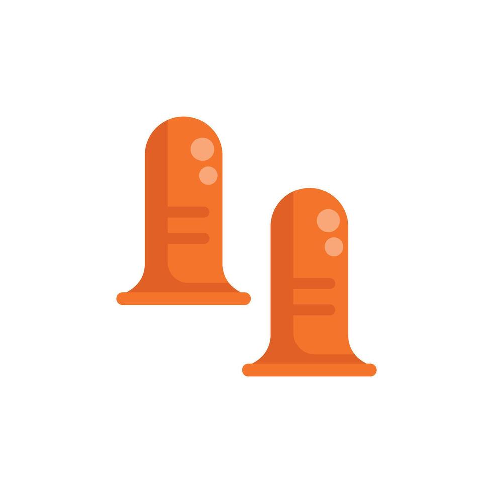 Pair of orange earplugs reducing noise level for hearing protection vector