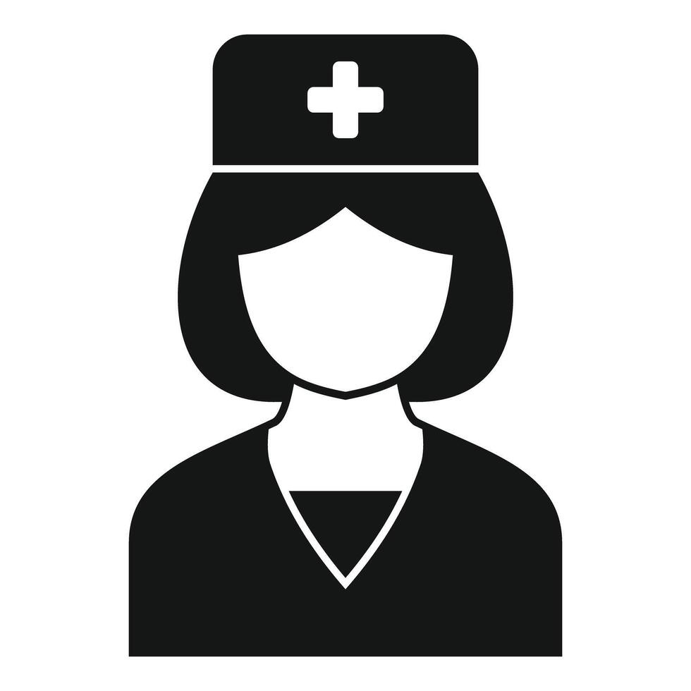 Female nurse wearing uniform and hat with medical cross icon vector