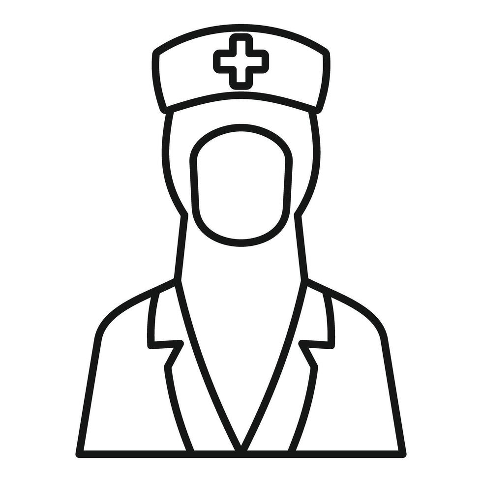 Line drawing of muslim nurse wearing hijab and uniform vector