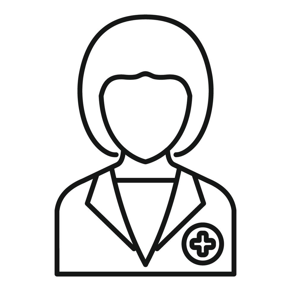 Female doctor wearing lab coat icon line style vector