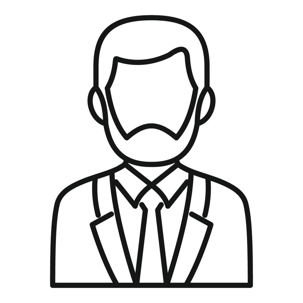 Bearded businessman wearing suit and tie icon line style vector
