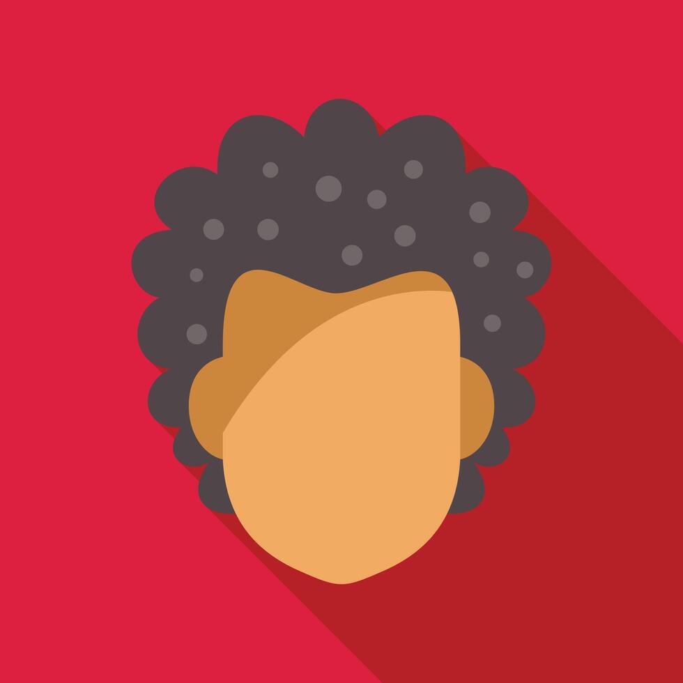 Young man with afro hairstyle showing his face on red background with long shadow vector