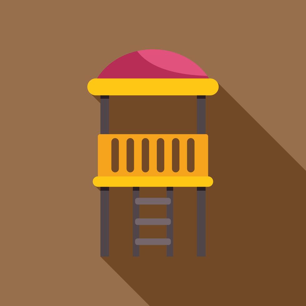 Yellow lookout tower standing on playground with long shadow vector