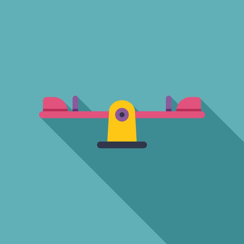 Seesaw balancing on a long shadow on turquoise background vector