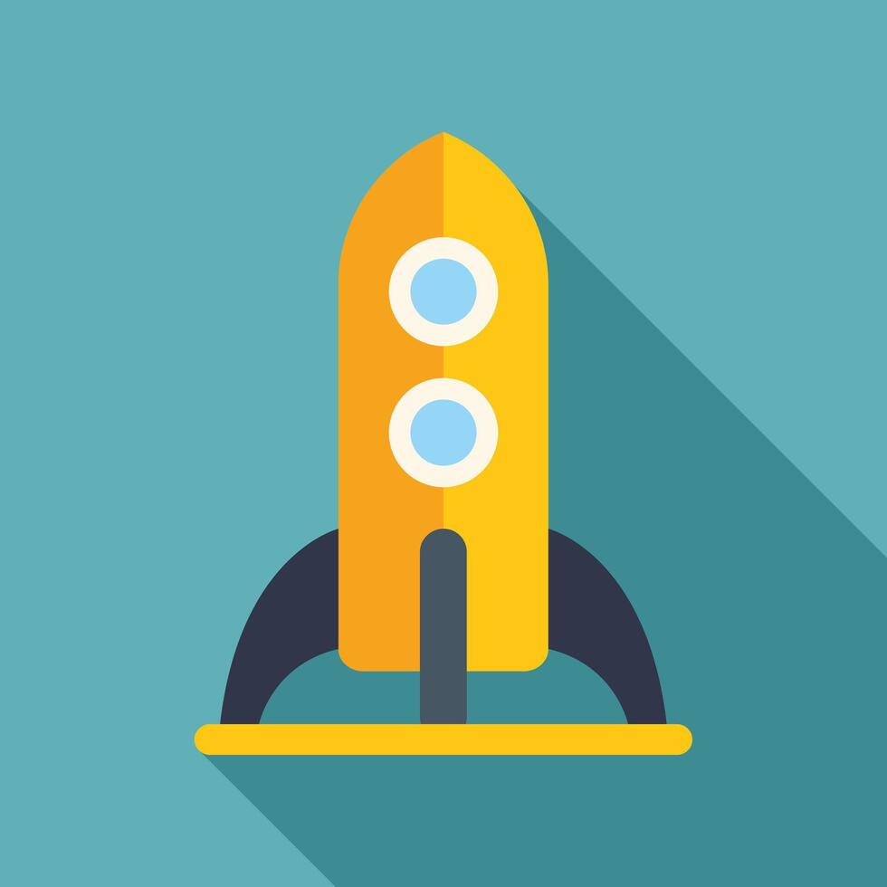 Yellow rocket launching to the sky flat design illustration vector
