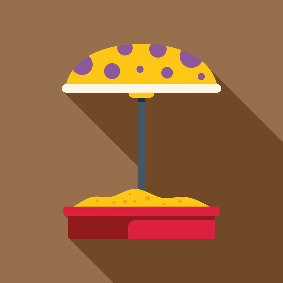 Sandbox with umbrella providing shade on summer day flat icon vector