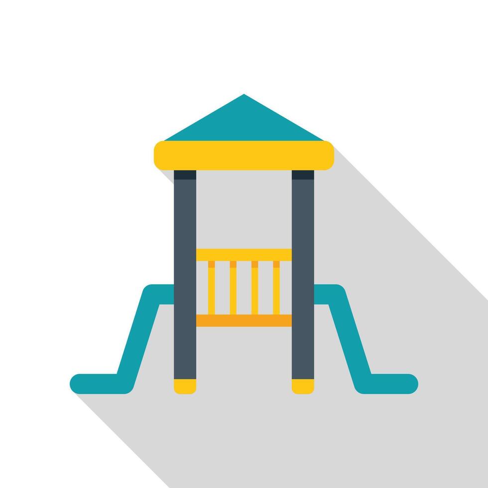 Playground structure with slide and roof for children playing outside vector
