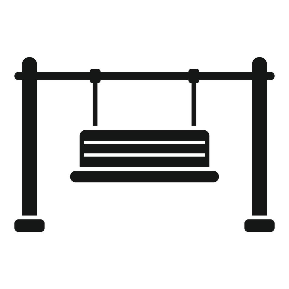 Backyard wooden swing hanging on metal frame icon vector