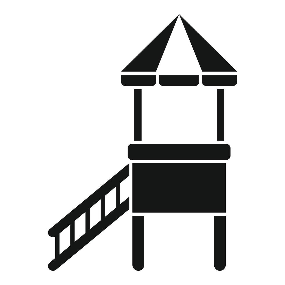 Kids playground tower with roof and ladder simple icon logo vector