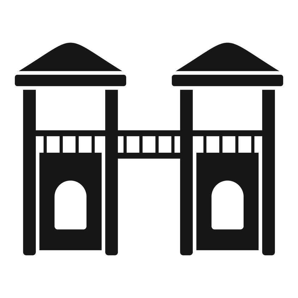 Double tower connected by bridge on kids playground icon vector