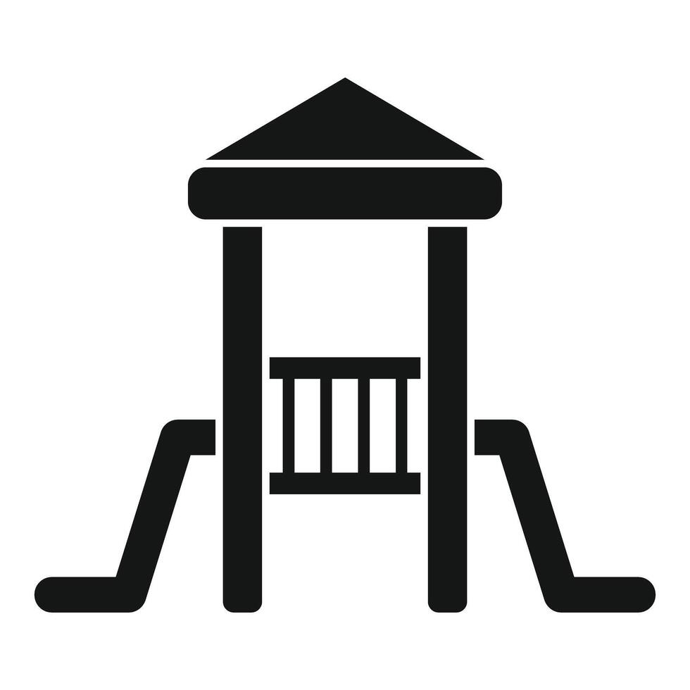 Playground structure with slides and roof for children playing vector