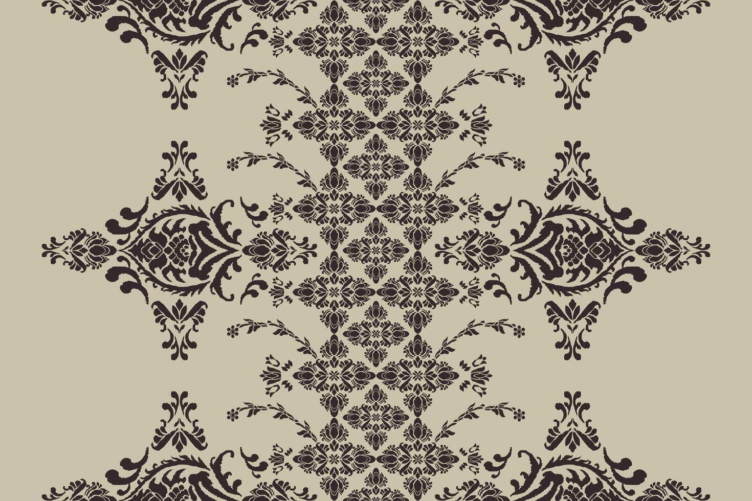 Ikat pattern Ethnic Pattern.Border indian floral Aztec embroidery border. black motifs on cream background. vector