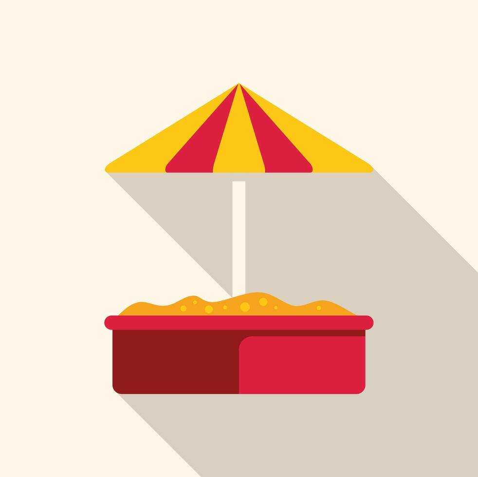 Sandbox with umbrella casting long shadow on the right vector