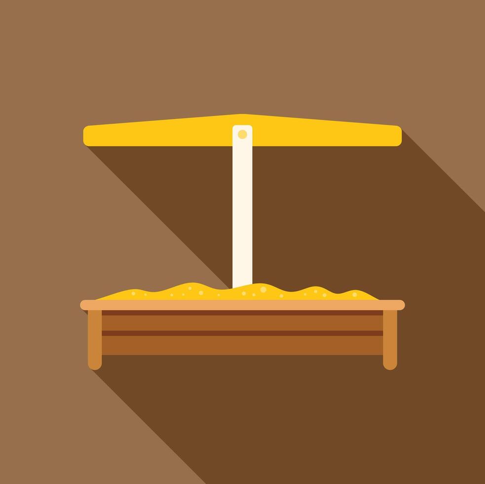 Empty wooden sandbox with yellow awning casting long shadow vector