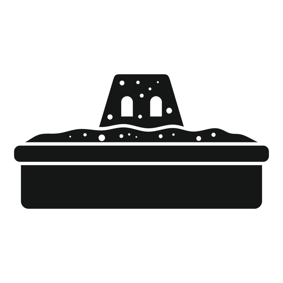 Sandbox with sandcastle standing in backyard or playground vector