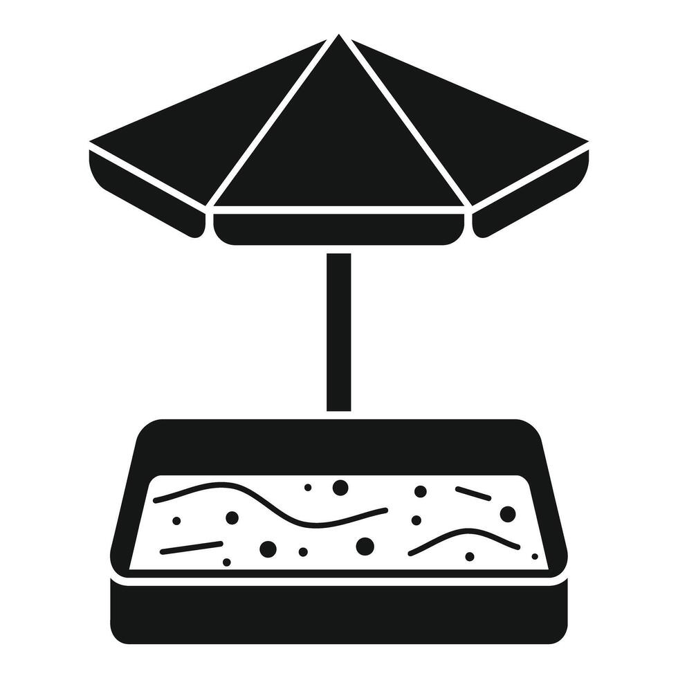Sandbox with umbrella protecting from sun for children playing in summertime vector