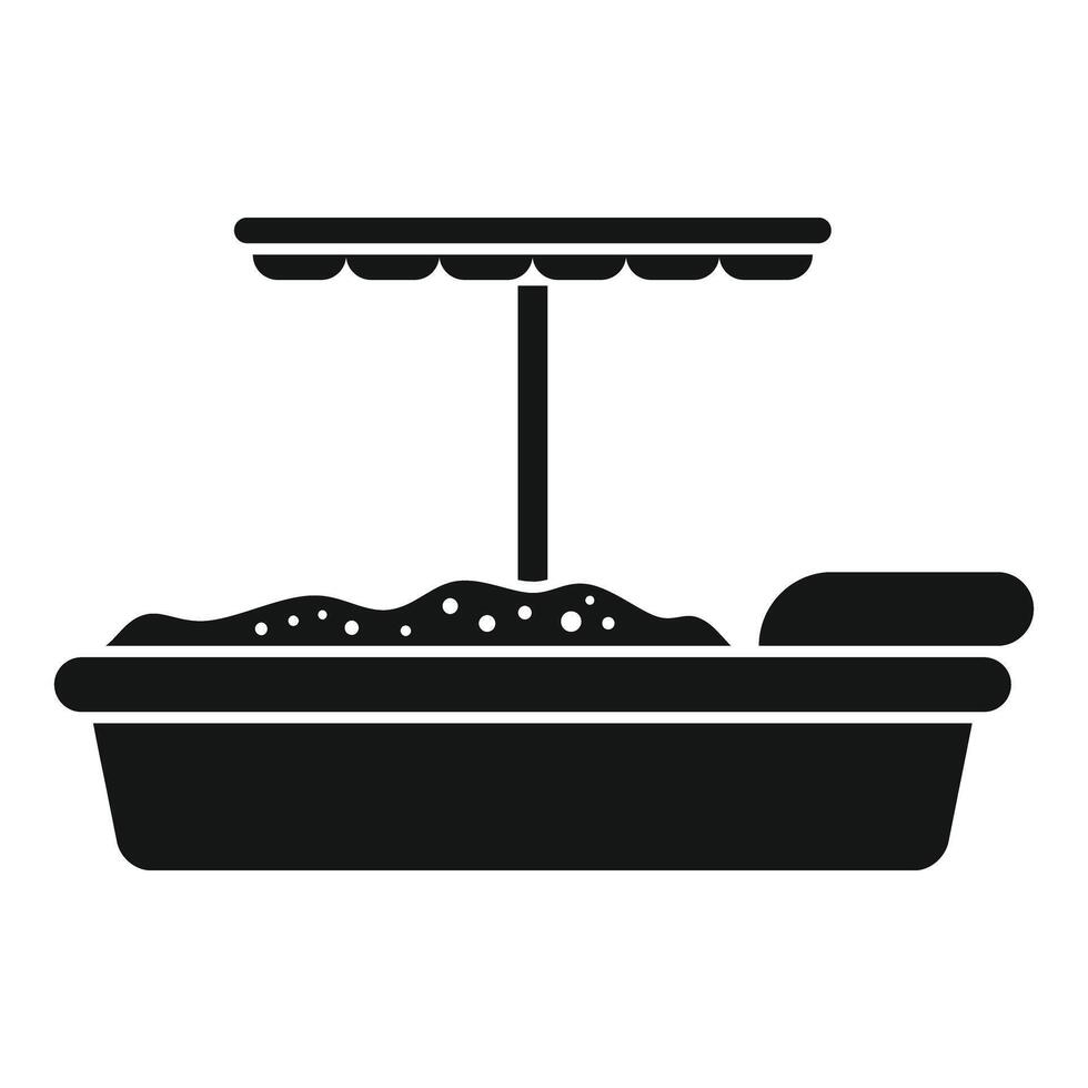 Sandbox with umbrella providing shade for playing children vector