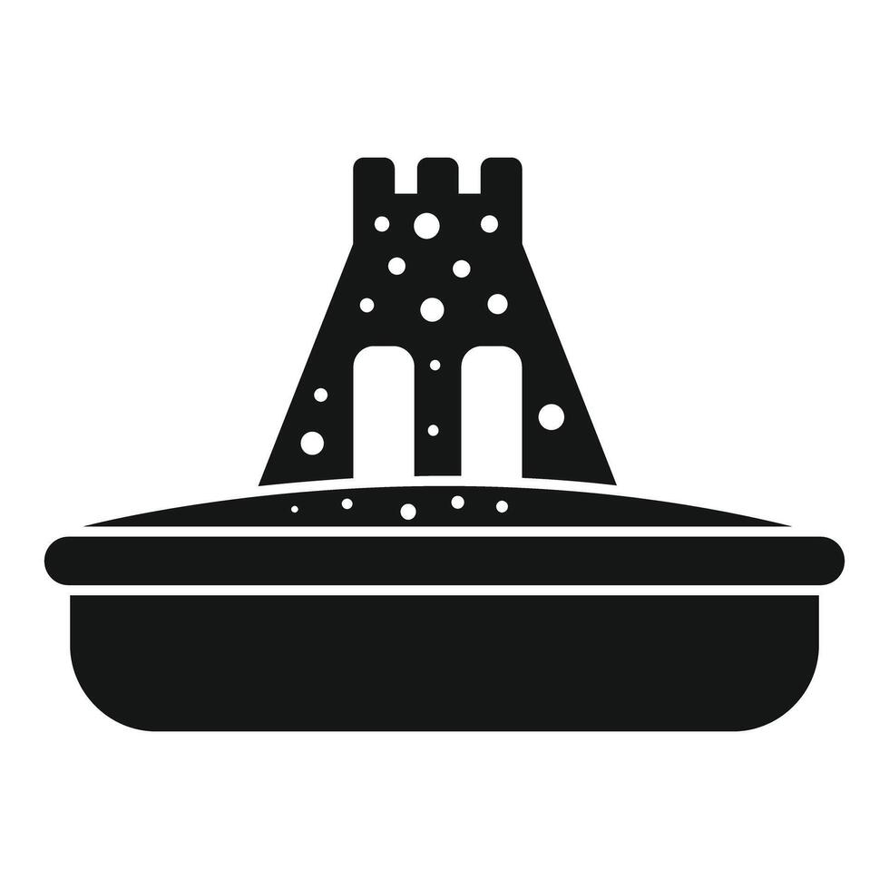 Sandbox with sandcastle standing in a public playground for children playing vector