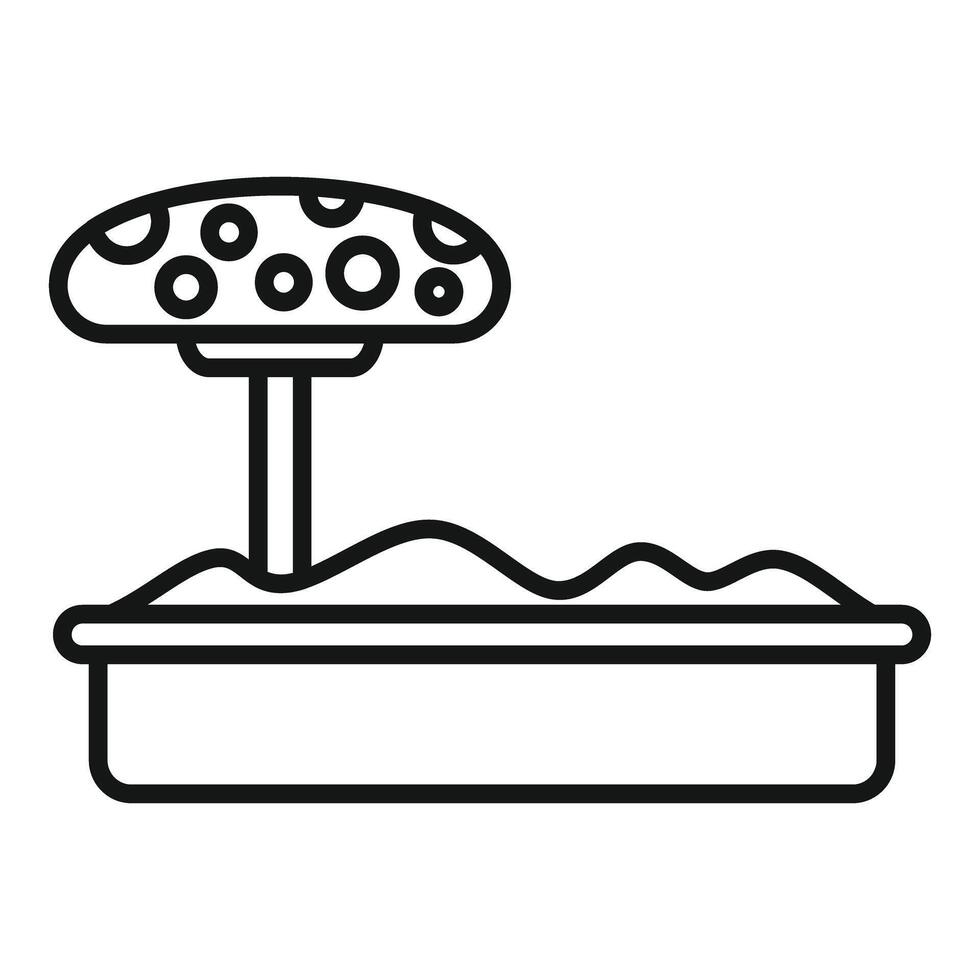 Sandbox with fungus umbrella providing shade line icon vector