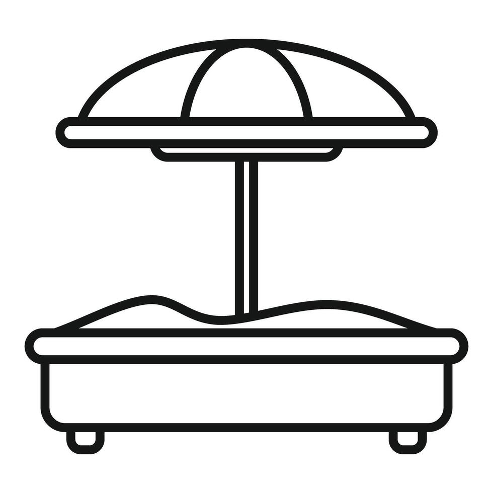 Sandbox with umbrella protecting from sun stroke line icon vector