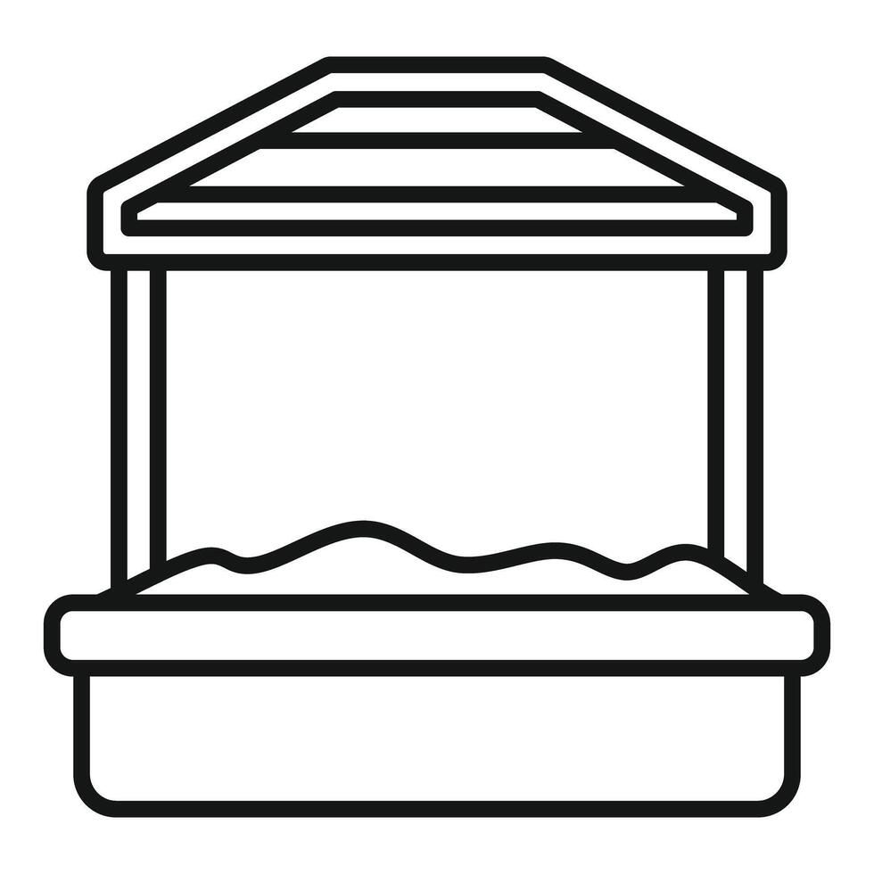 Empty sandbox with wooden roof for children playing in the sandbox at playground vector