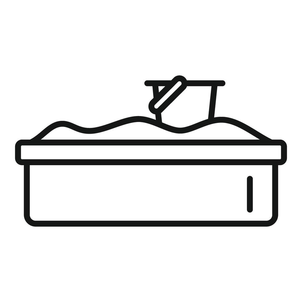 Sandbox with bucket and shovel for children playing in sandbox icon vector