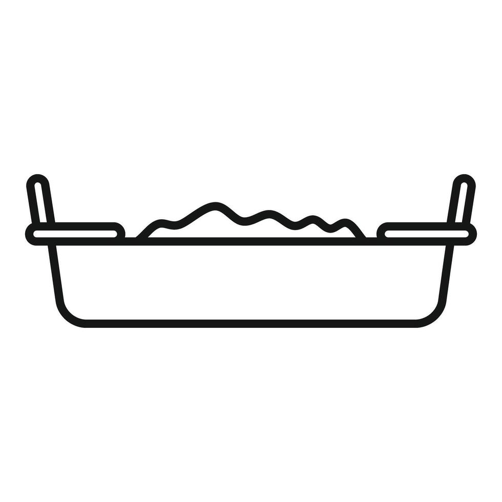 Baby bathtub with handles for bathing filled with water icon outline vector