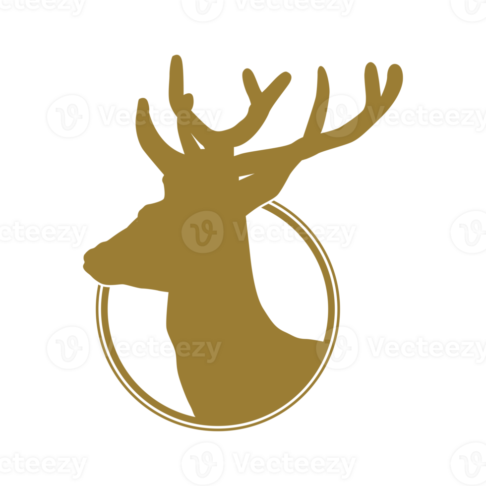 Deer Head in the Circle Frame, flat style, simple and memorable, can use for Logo Gram, Animal Illustration, Apps, Website or Graphic Design Element png