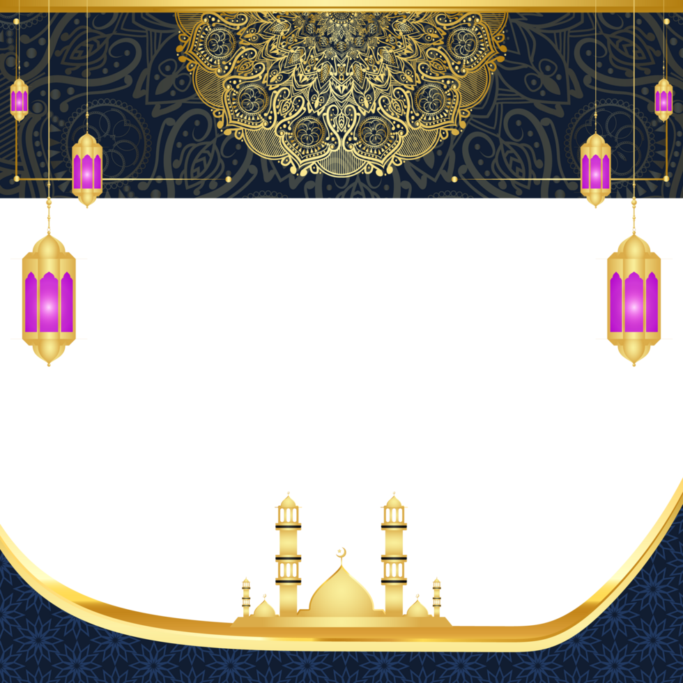Ramadan kareem islamic background jumma mubarak eid ul fitr arabic with lantern 3d design png